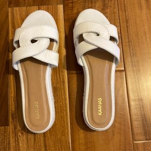 White flatform sandals